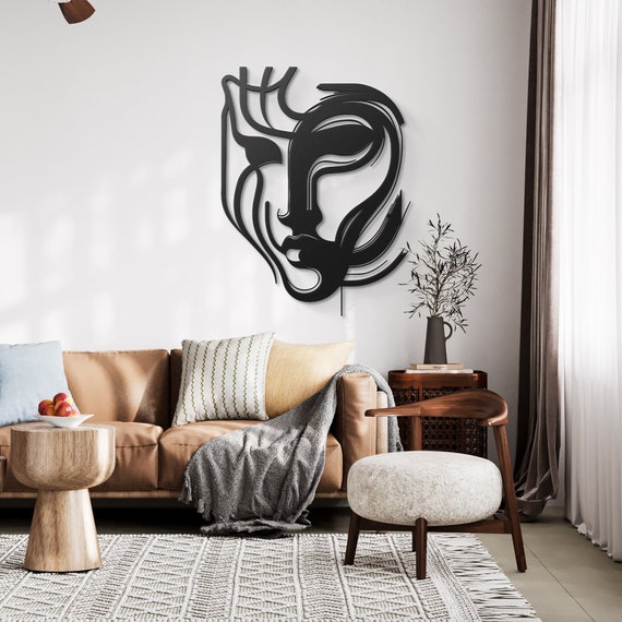 Abstract Visage Metal Wall Art Modern Face Silhouette Decor Bedroom Decor Elegance Aesthetic Room Artwork Chic Living Room Embellishment