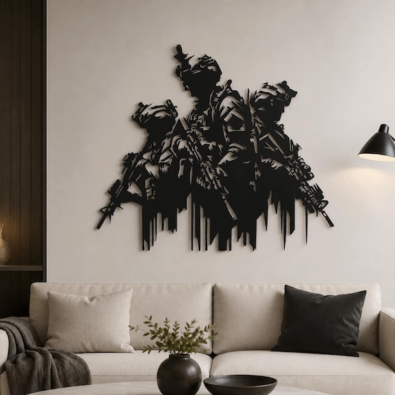 Soldiers Metal Wall Art : Military Design  Bold Patriotic Home Decor