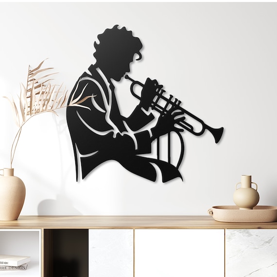 Jazz Musician Metal Wall Art | Trumpet Player Silhouette | Music Lover Gift | Musician Home Decor |