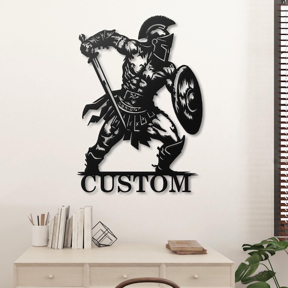 Custom Spartan Warrior Metal Wall Art: Ancient Greek Warrior Decor
