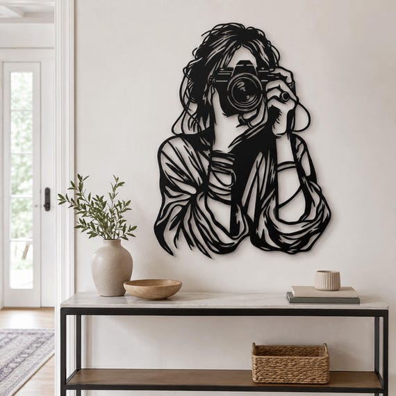 Photographer Metal Wall Art | Camera Wall Hanging, Home Studio Wall Decor ,