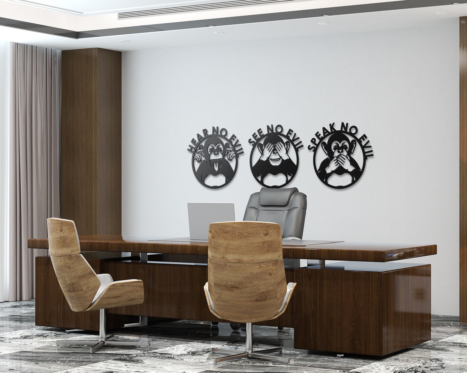 Three Wise Monkeys Metal Wall Art Three Monkeys Wall Decor Etsy