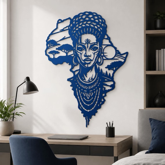 African Warrior Woman Metal Wall Art | Tribal Home Decor