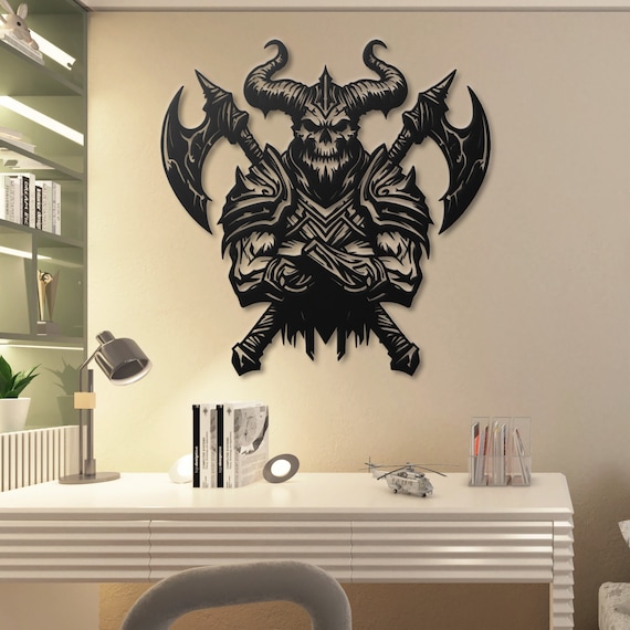 Demonic Warrior Metal Wall Art - Gothic Decor -  Dark Fantasy Art