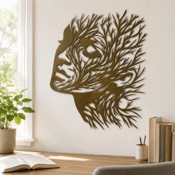Tree Woman Metal Wall Art, Feminine Nature Wall Decor, Tree of Life Wall Sculpture, Boho Living Room Decor Gift