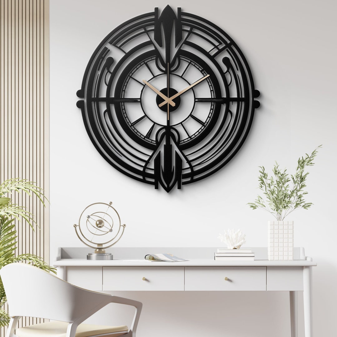 Geometric Black Metal Wall Clock Modern Art Deco Home Decor - Etsy