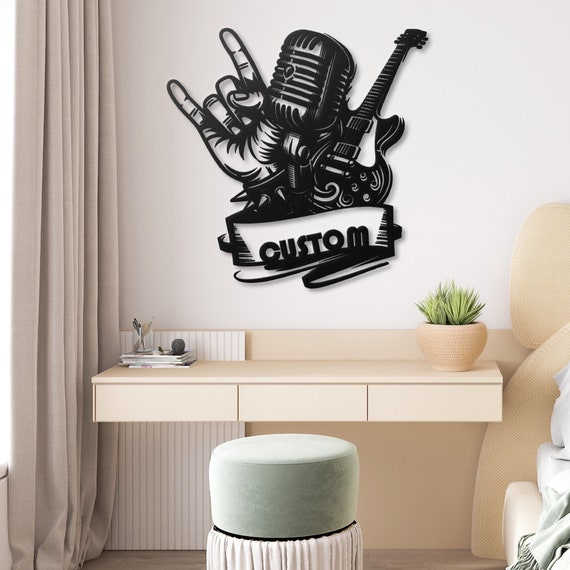 Custom Rock N Roll Metal Wall Art Custom Guitar Decor Custom Music Wall Decor Guitarist Gift