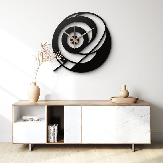 Modern Minimalist Spiral Metal Wall Clock | Sleek Contemporary Art Clock | Decorative Wall Timepiece for Living Room, Office, or Bedroom