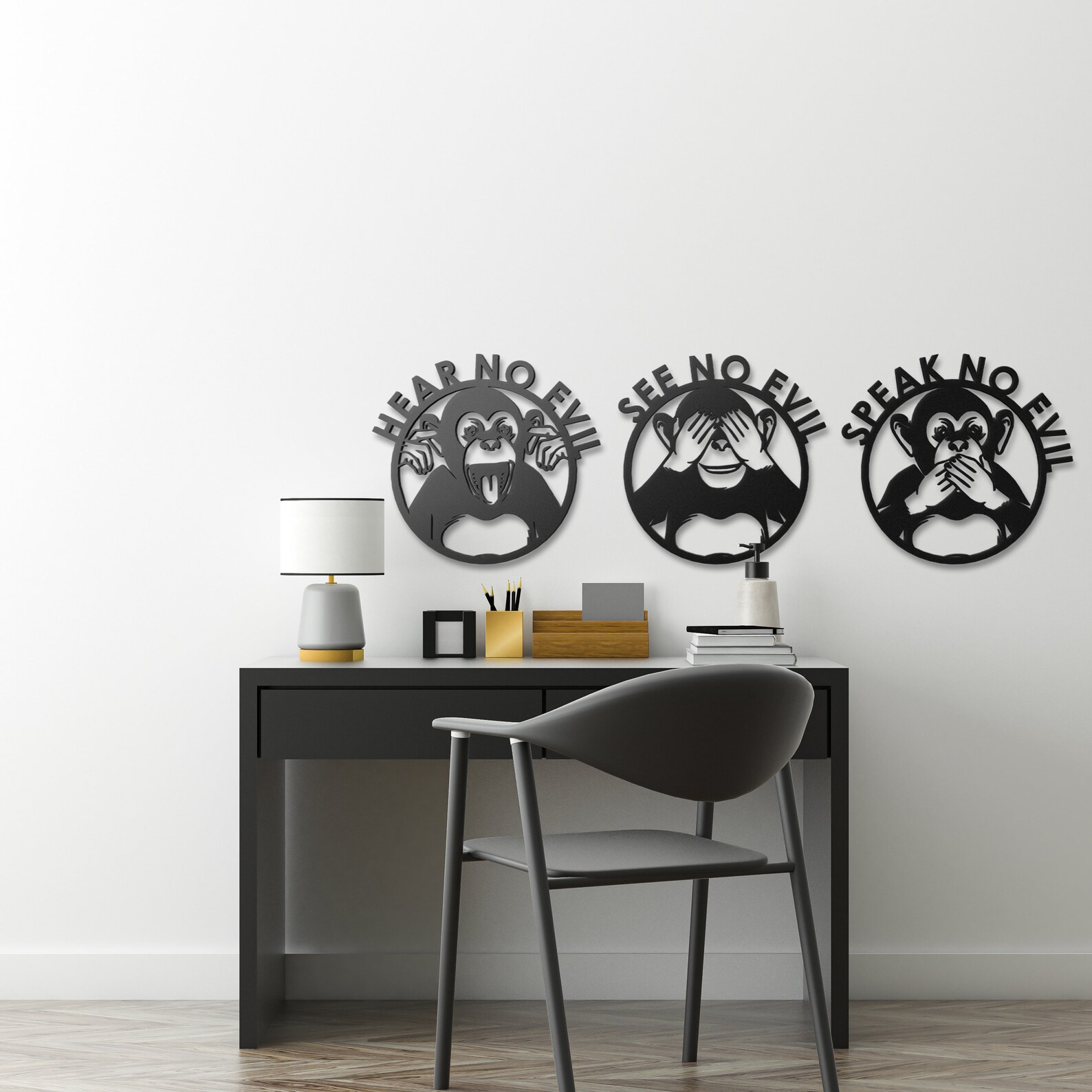Three Wise Monkeys Metal Wall Art Three Monkeys Wall Decor Etsy