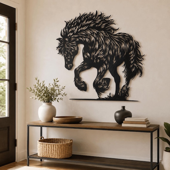 Elegant Horse Metal Wall Art - Unique Farmhouse Wall Decoration ,