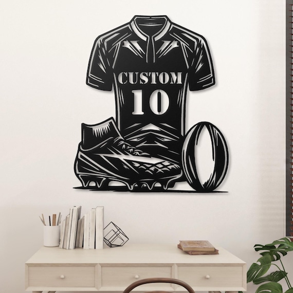 Custom Rugby Jersey Metal Wall Art – Personalized Rugby Decor Gift for Rugby Enthusiasts