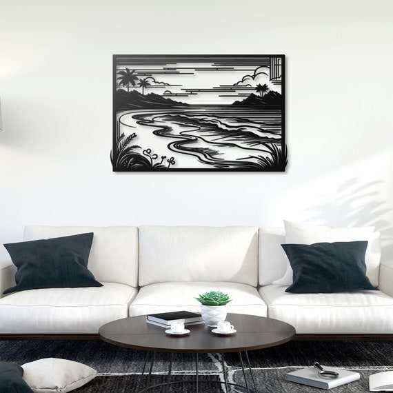 Stunning Metal Wall Art of Tropical Beach Scene - Perfect Home Decor