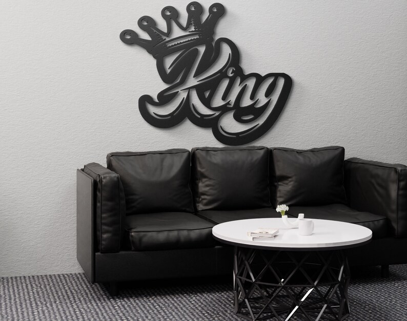 Office Wall Art King Ambigram Metal Wall Art King Wall Writing Etsy