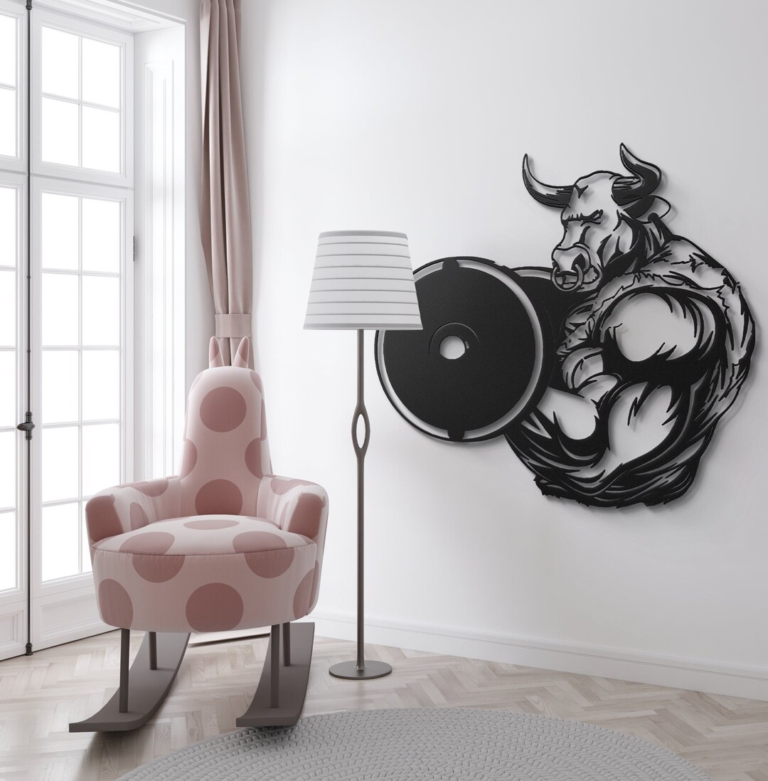 Metal Bull Wall Art Bodybuilder Gifts Gym Decor Man Cave Art Game Room Wall Decor Gamer Gift