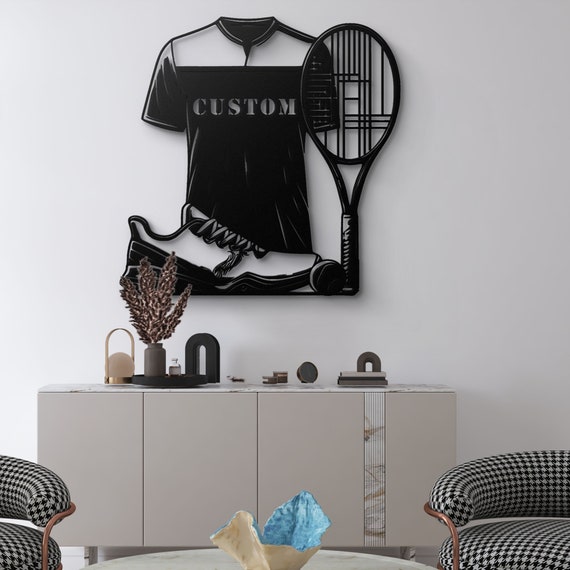 Custom Tennis Gear Metal Wall Art – Personalized Metal Tennis Jersey Gift for Tennis Players