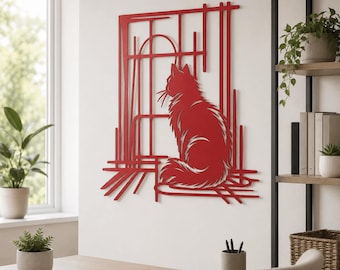 Cat Metal Wall Art | Peekaboo Cats, Whimsical Home Decor ,
