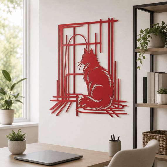 Cat Metal Wall Art | Peekaboo Cats, Whimsical Home Decor