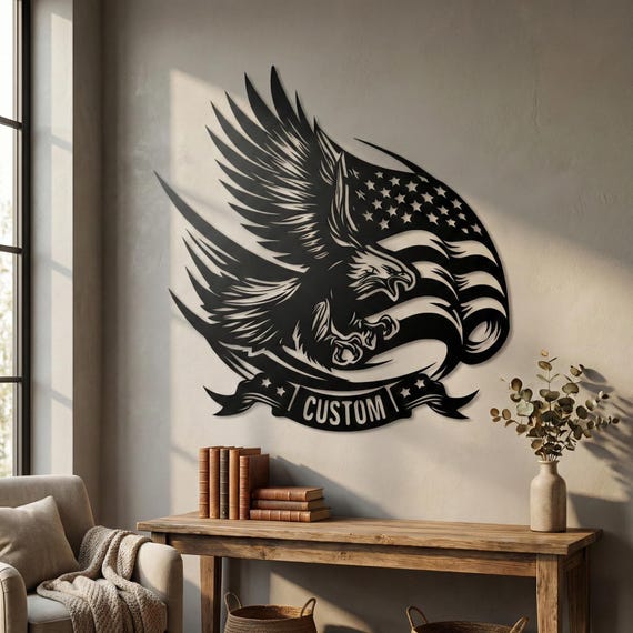 American Eagle Metal Wall Art, USA Flag, Patriotic Home Decor
