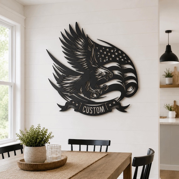 American Eagle Metal Wall Art  USA Flag, Patriotic Home Decor