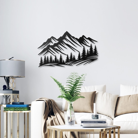 Mountain Forest Metal Wall Art - Rustic Landscape Decor for Cabin, Lodge, Home -  Nature Wall Hanging - Perfect Gift for Outdoors Lovers
