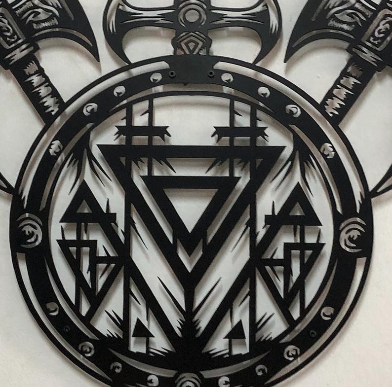 Metal Viking Shield Wall Decor, Norse Art Accent , image 9