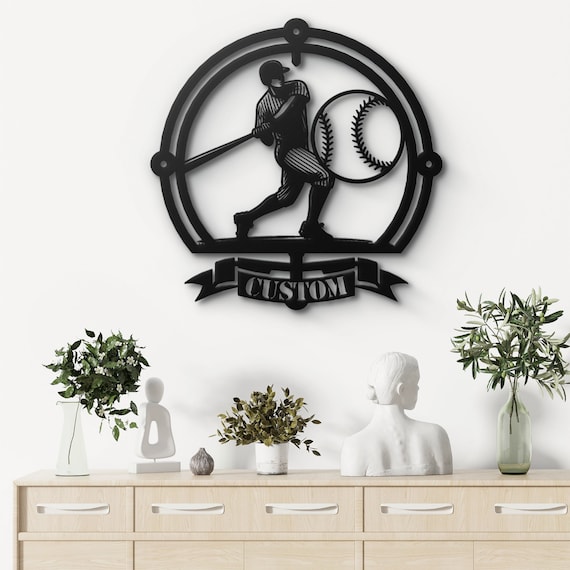 Custom Baseball Player Metal Wall Art - Personalized Sports Decor - Baseball Gift for Him & Her