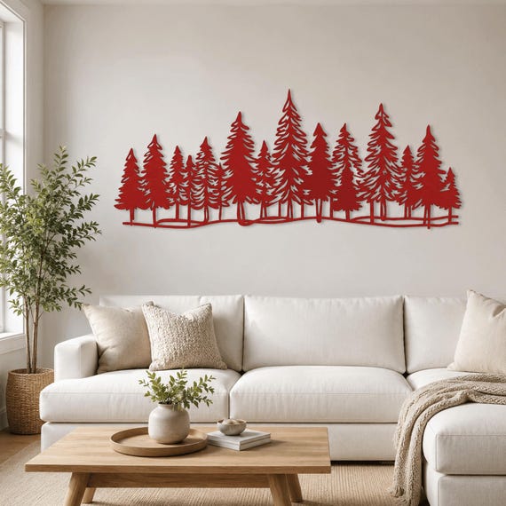 Metal Pine Tree Wall Art Nature Forest Decor, Farmhouse Gift, Tree Forest Wall Decor, Cabin Nature Decor Gift