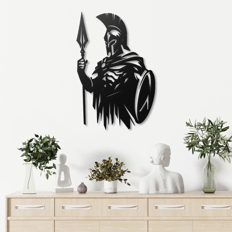 Spartan Warrior Metal Wall Art Greek Soldier Decor Unique Spartan