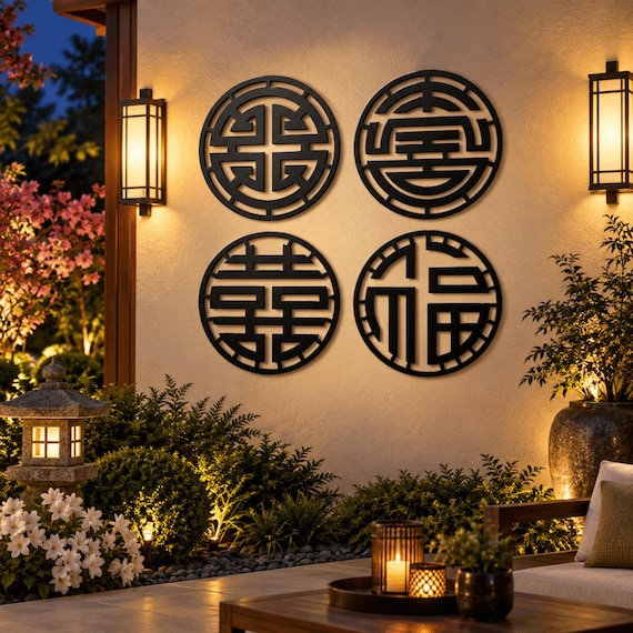 Metal Feng Shui Wall Art Set – Zen Spiritual Decor