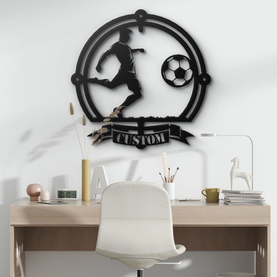 Custom Soccer Player Metal Wall Art - Football Wall Decor -Personalized Sports Decor - Soccer Gift for Him & Her