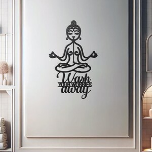 Buddha Metal Wall Art Zen Decor - Wash Your Worries Away Decor , image 9