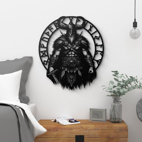 Viking Vegvisir: Majestic Metal Wall Art with Runic Circle