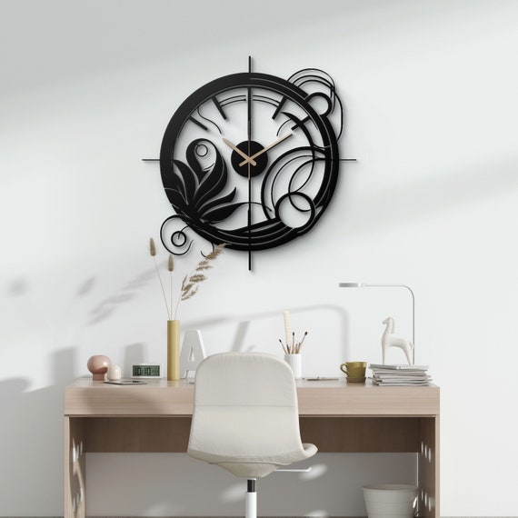 Artistic Metal Wall Clock - Intricate Abstract Design - Modern Home Decor