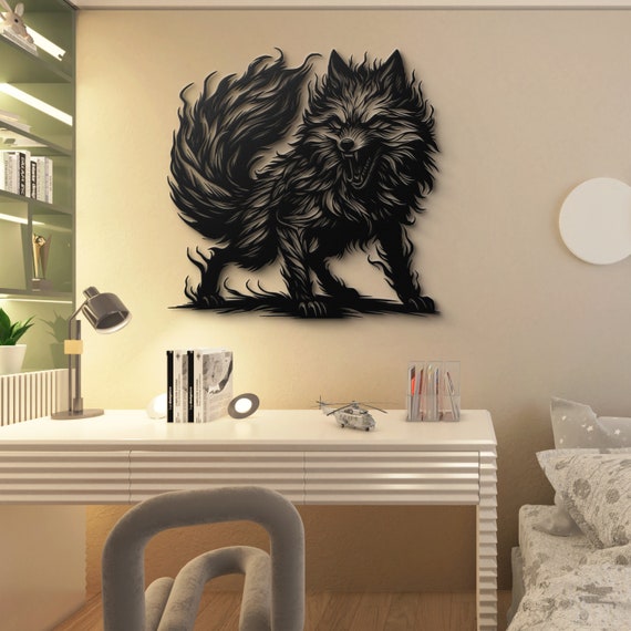 Fox Metal Wall Art - Fiery Fox Silhouette - Modern Home Decor - Artistic Piece for Living Room, Study, or Entryway