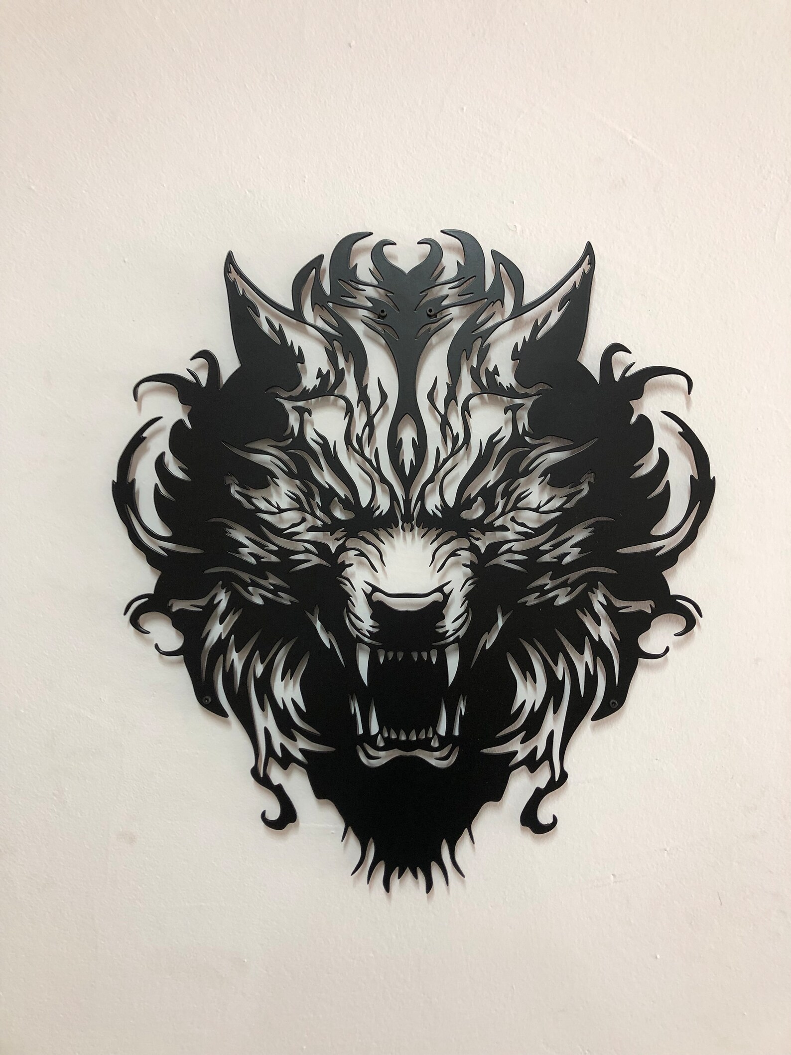Black Wolf Metal Wall Art Wolf Head Art Unique Wildlife Decor Halloween