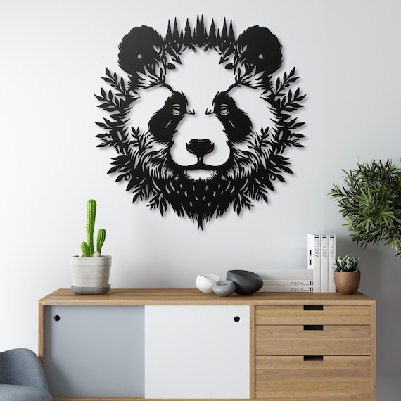 Panda Metal Wall Art - Elegant Panda Portrait - Modern Home Decor - Perfect for Nursery, Living Room, or Eco-Friendly Gift