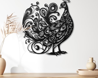 Filigree Peacock Metal Wall Art Bohemian Glam Home Decor ,