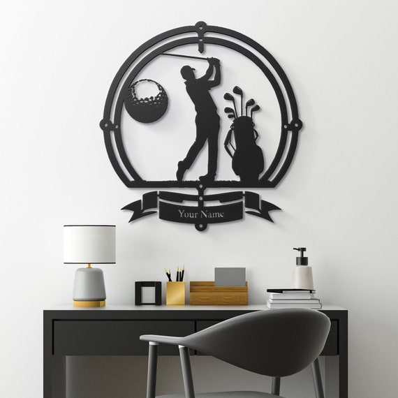 Personalized Golf Silhouette Metal Wall Art - Custom Golfer Decor - Custom Golf Decor with Name, Unique Golf Gift, Golf Lover Wall Hanging