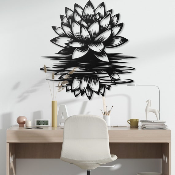 Elegant Lotus Flower Metal Wall Art - Intricate Floral Design Home Decor