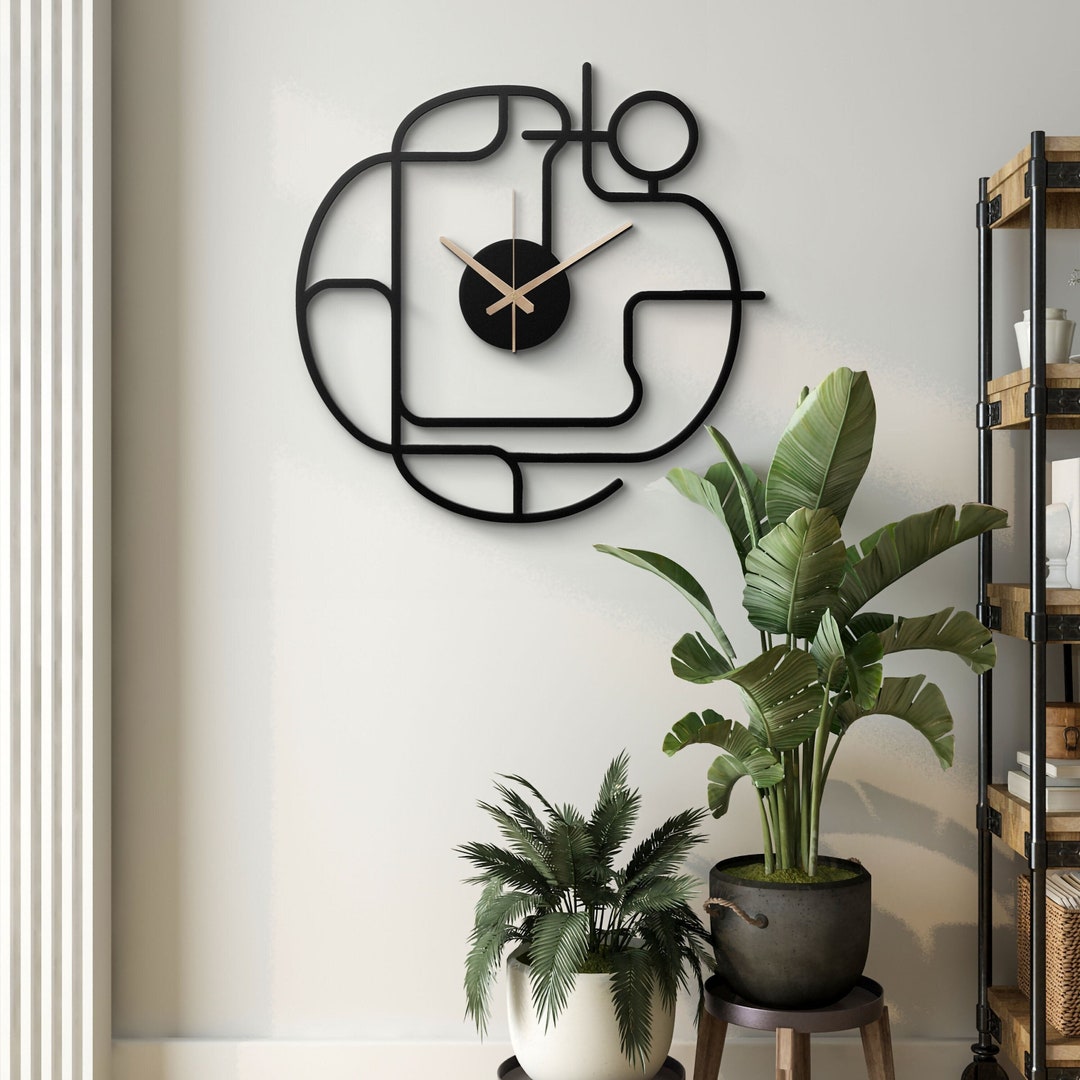 Modern Minimalist Geometric Metal Wall Clock - Aesthetic Wall Clock - Etsy