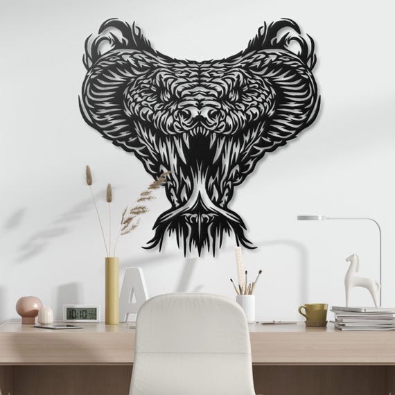Fierce Cobra Snake Metal Wall Art - Bold Serpent Decor for Home, Unique Animal Art, Reptile-Themed Metal Wall Sculpture, Ready to Hang