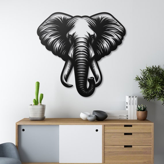 Majestic Elephant Metal Wall Art - Elegant Animal Decor for Living Room, Office, Nursery, Gift Idea