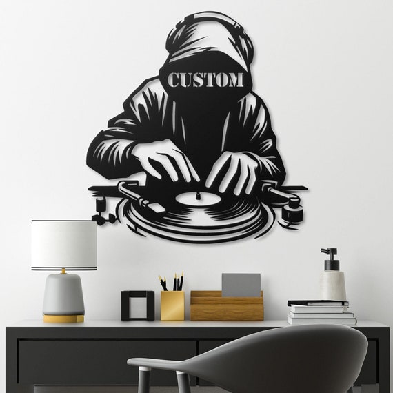 Custom DJ Turntable Metal Wall Art, Personalized Music Decor, Hip-Hop DJ Wall At, Music Lover's Gift, Modern Custom Wall Art for Home Studio
