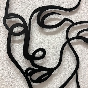 Elegant Abstract Faces Metal Wall Art | Modern Line Art Decor ...