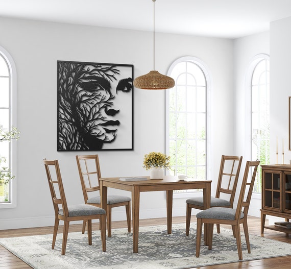Metal Woman Face Wall Art Tree Branch Wall Art Woman Tree Of Life Decor Tree Woman Wall Decor Elegant Living Room Decor Aesthetic Room Decor