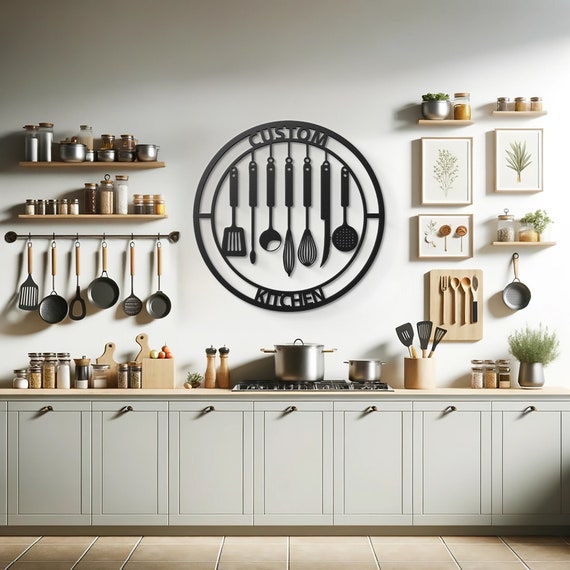 Custom Kitchen Wall Art, Modern Home Decor, Chic Culinary Hanging Sculpture, Personalized Cook's Gift, Elegant Kitchenware Display
