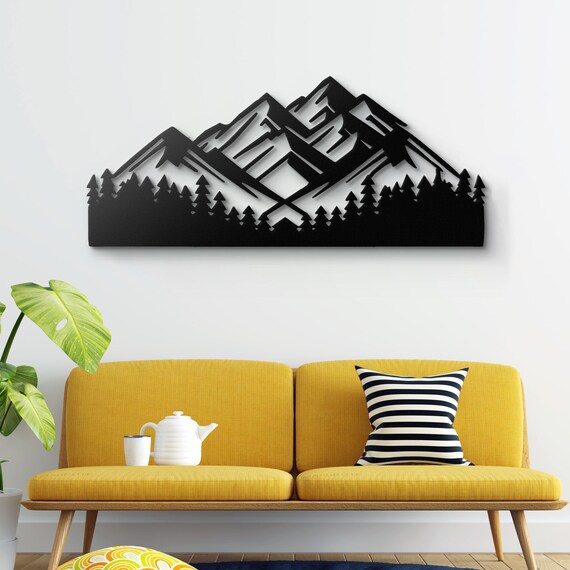 Metal Mountain Range Wall Art - Striking Decor for Outdoor Enthusiasts and Modern Homes"