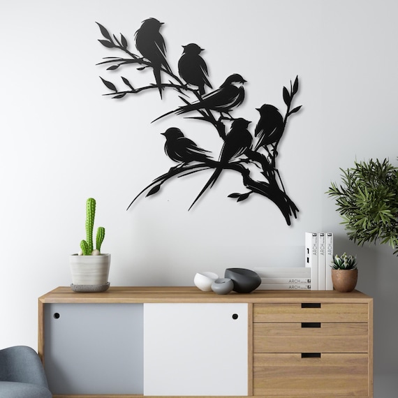Birds Metal Wall Art - Birds on Branches Silhouette - Nature Inspired Home Decor