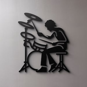 Drummer Sign Modern Metal Wall Art Drummer - Unique Musician Decor, Metal Drum ...
