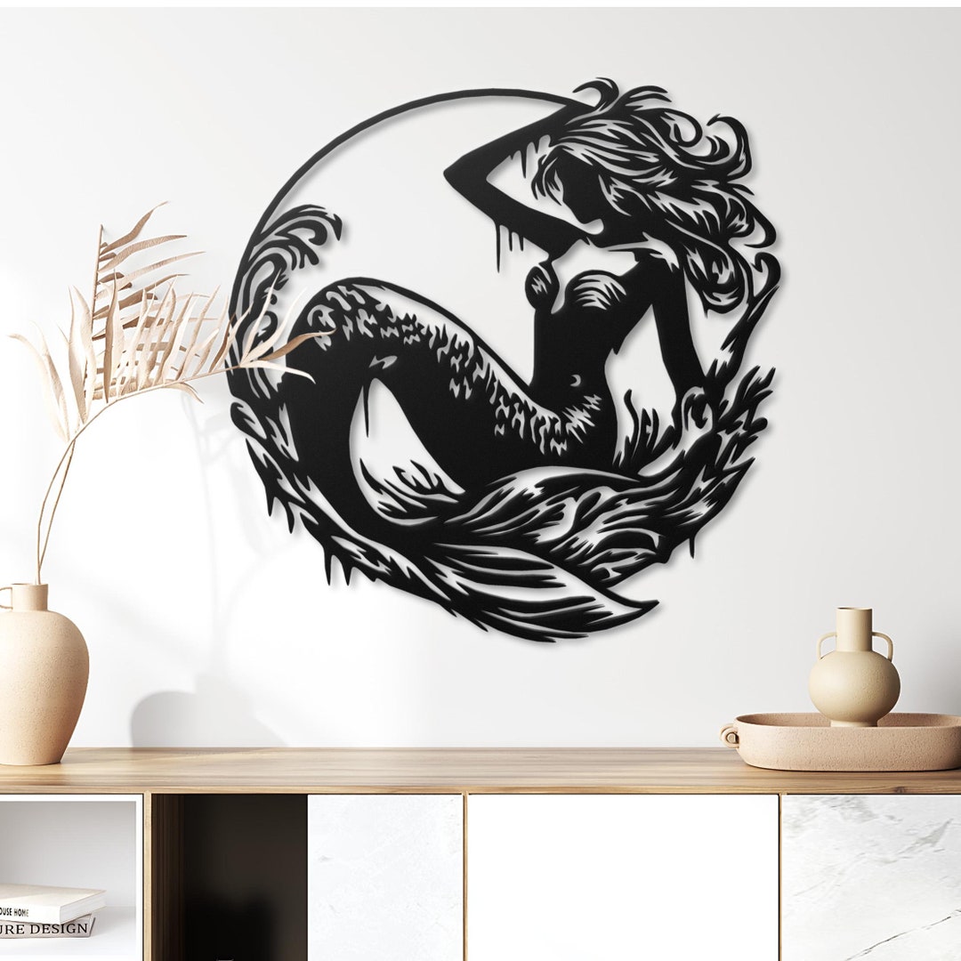 Elegant Mermaid Metal Wall Art - Enchanting Ocean Decor - Etsy